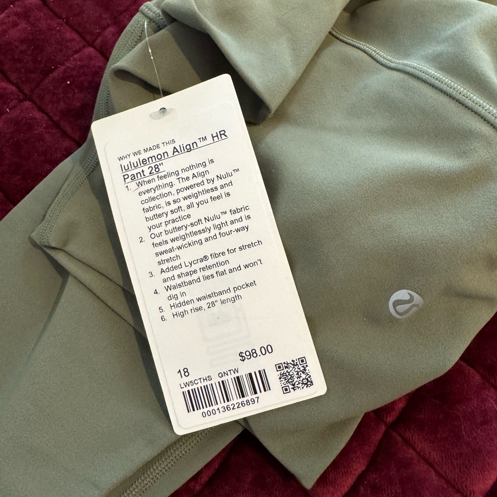 Lululemon Align 28” leggings NWT size 18